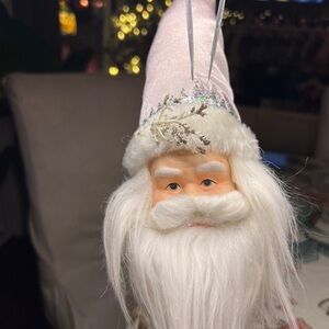 Vintage Christmas Ornament Santa Face Head Ceramic Fur Beard Hat Michael’s Table